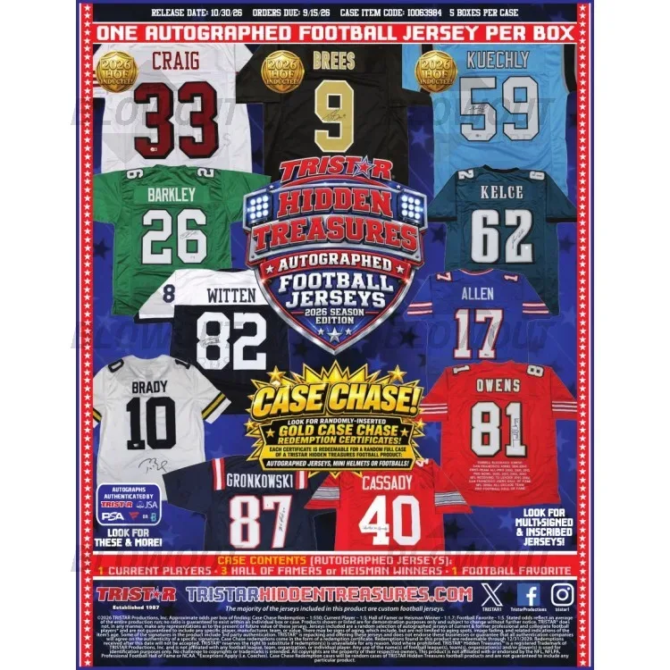 2026 Tristar Hidden Treasures Autographed Football Jerseys Season Edition 5 Box Case product image