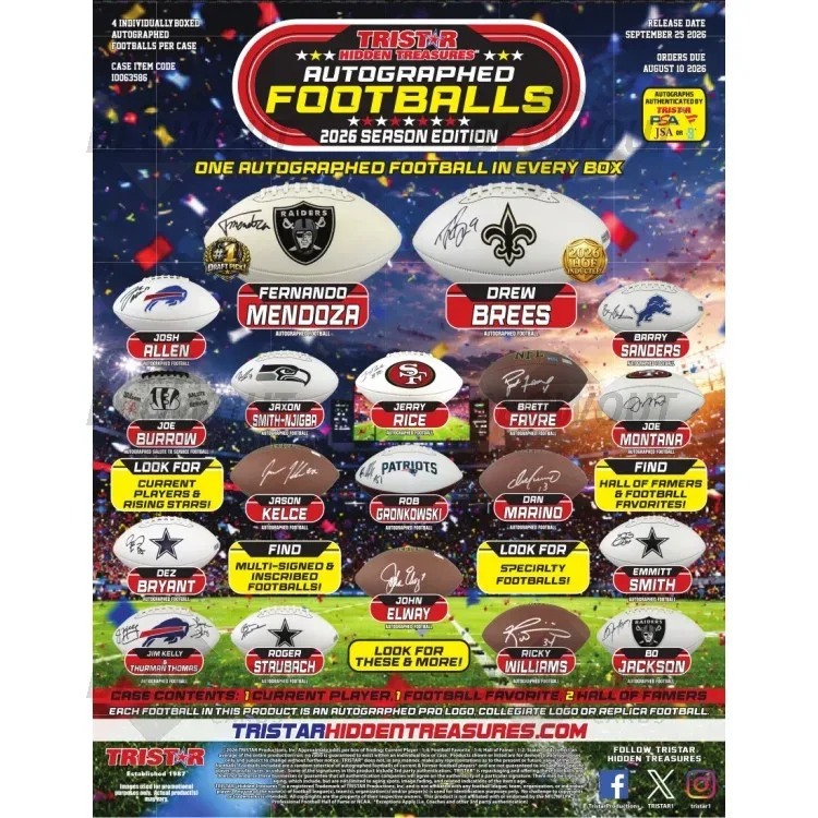 2026 Tristar Hidden Treasures Autographed Footballs Season Edition 4 Box Case product image