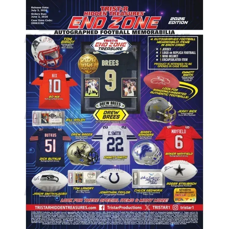2026 Tristar Hidden Treasures End Zone Autographed Football Memorabilia Case product image