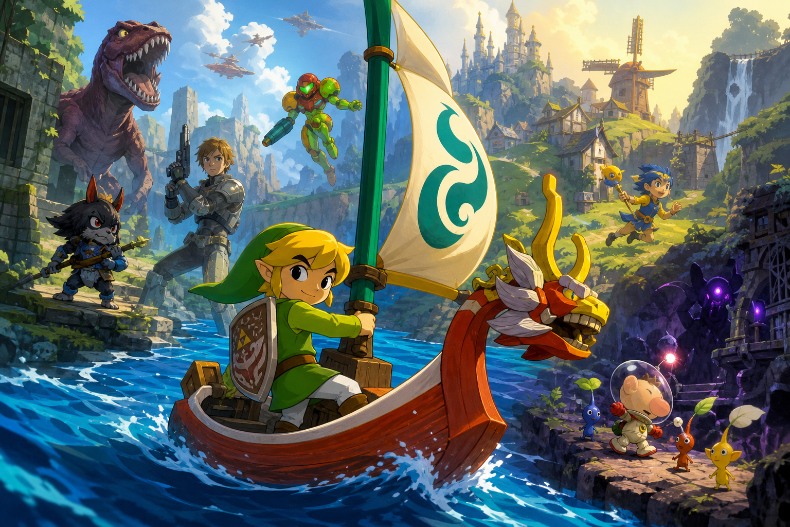 Editorial illustration for Top 5 GameCube Adventures to Try After Super Mario Sunshine If You Want a Different Kind of Play