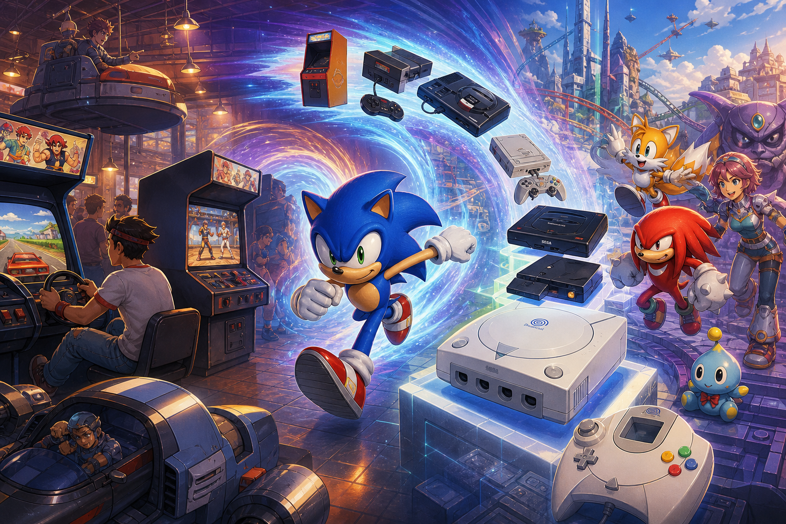 Editorial illustration for Sega Hardware History: From Arcade Roots to Dreamcast