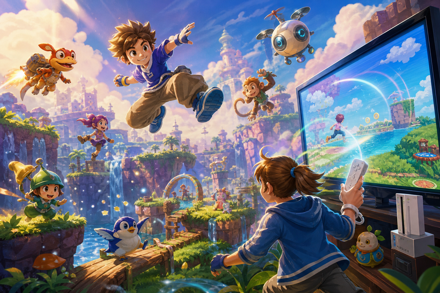 Editorial illustration for Top 10 Wii Platformers Ranked by Movement, Variety and Wii Identity