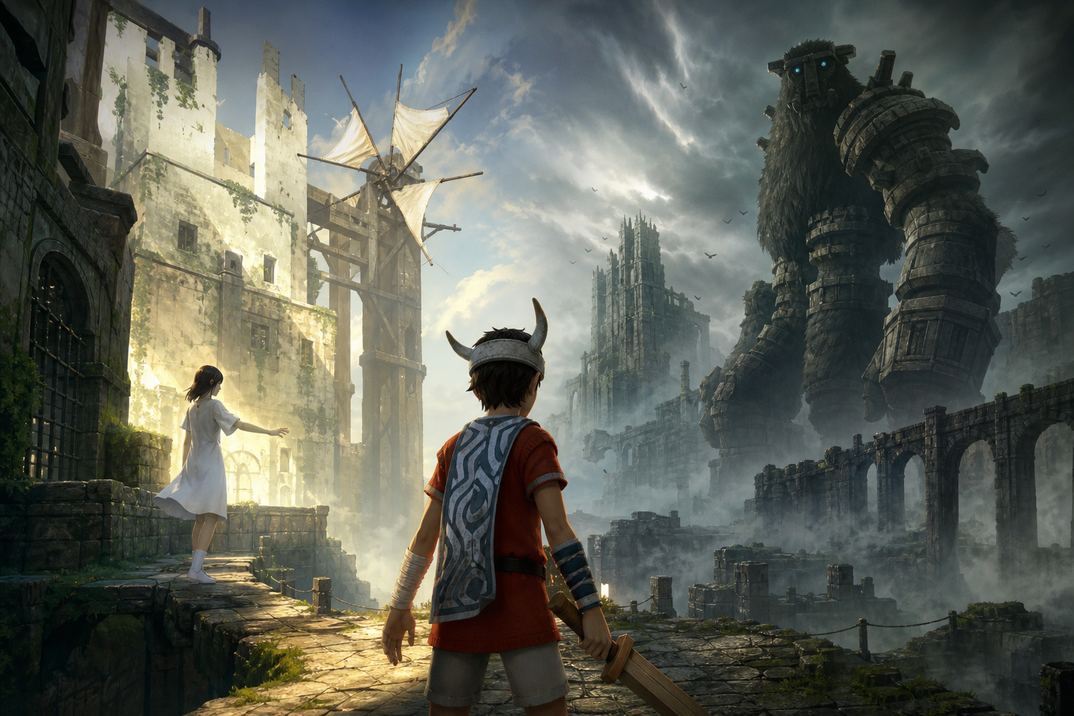 Editorial illustration for ICO vs Shadow of the Colossus: Which PS2 Adventure Fits Your Tolerance for Companions, Scale and Control Friction?