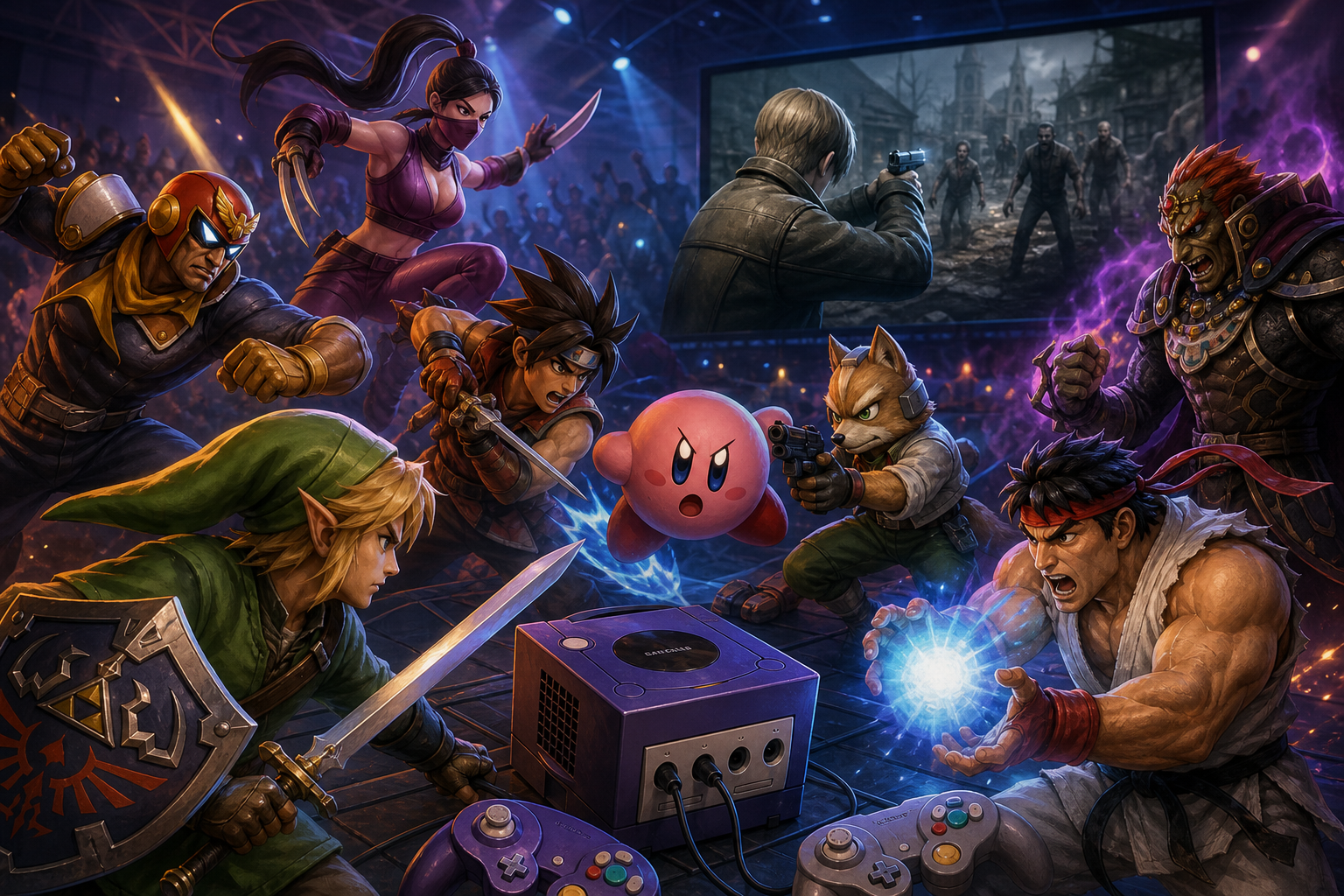 Editorial illustration for Top 10 Nintendo GameCube Fighting Games Ranked by Combat Variety, Multiplayer Identity and Arcade Personality