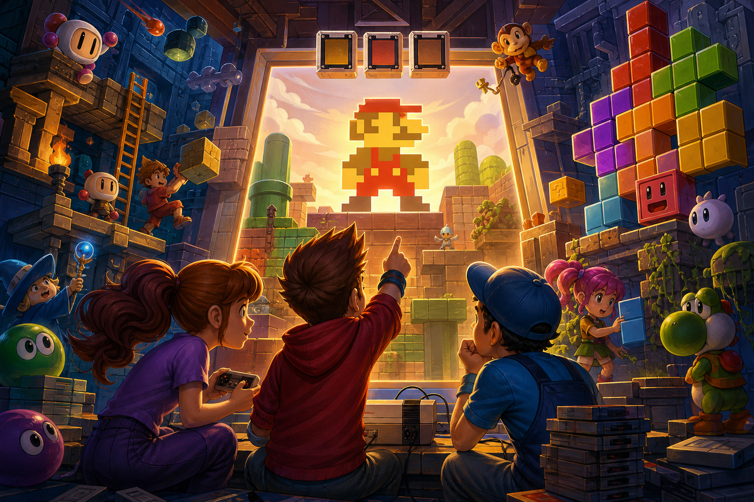 Editorial illustration for Top 10 NES Puzzle Games Ranked by Room Logic, Falling-Block Pressure and Replay Variety