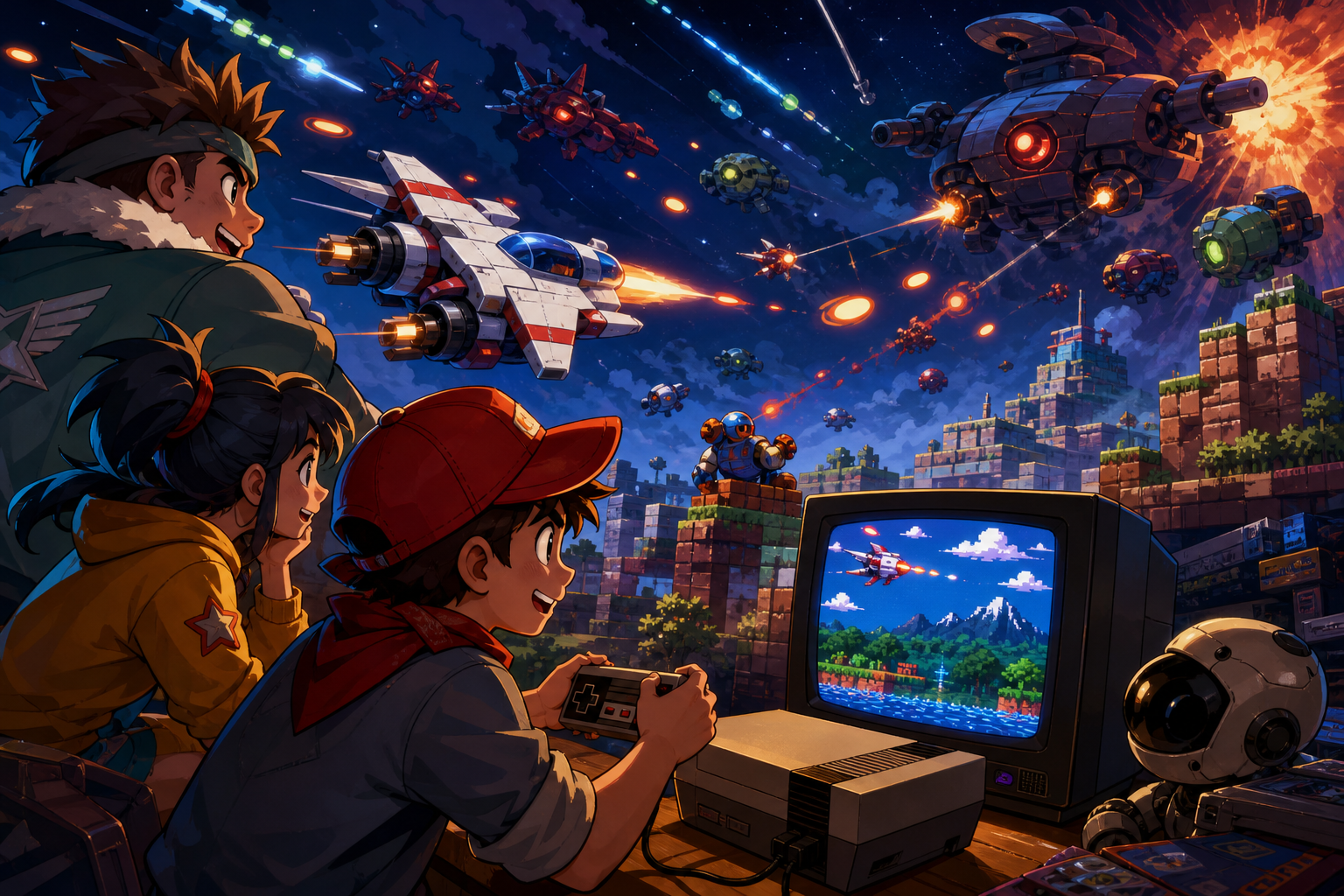 Editorial illustration for Top 10 NES Shoot ’Em Ups Ranked by Weapon Systems, Scrolling Variety and Replay Value