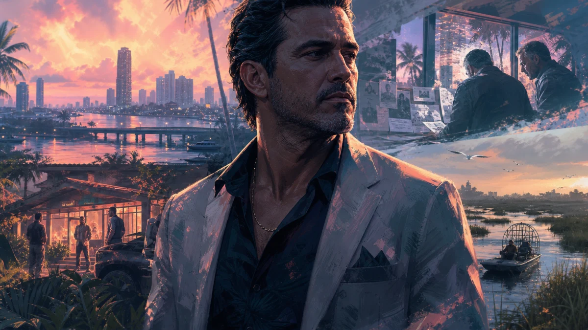 Original editorial illustration for Raul Bautista in GTA VI: What Rockstar Has Confirmed About the Seasoned Bank Robber