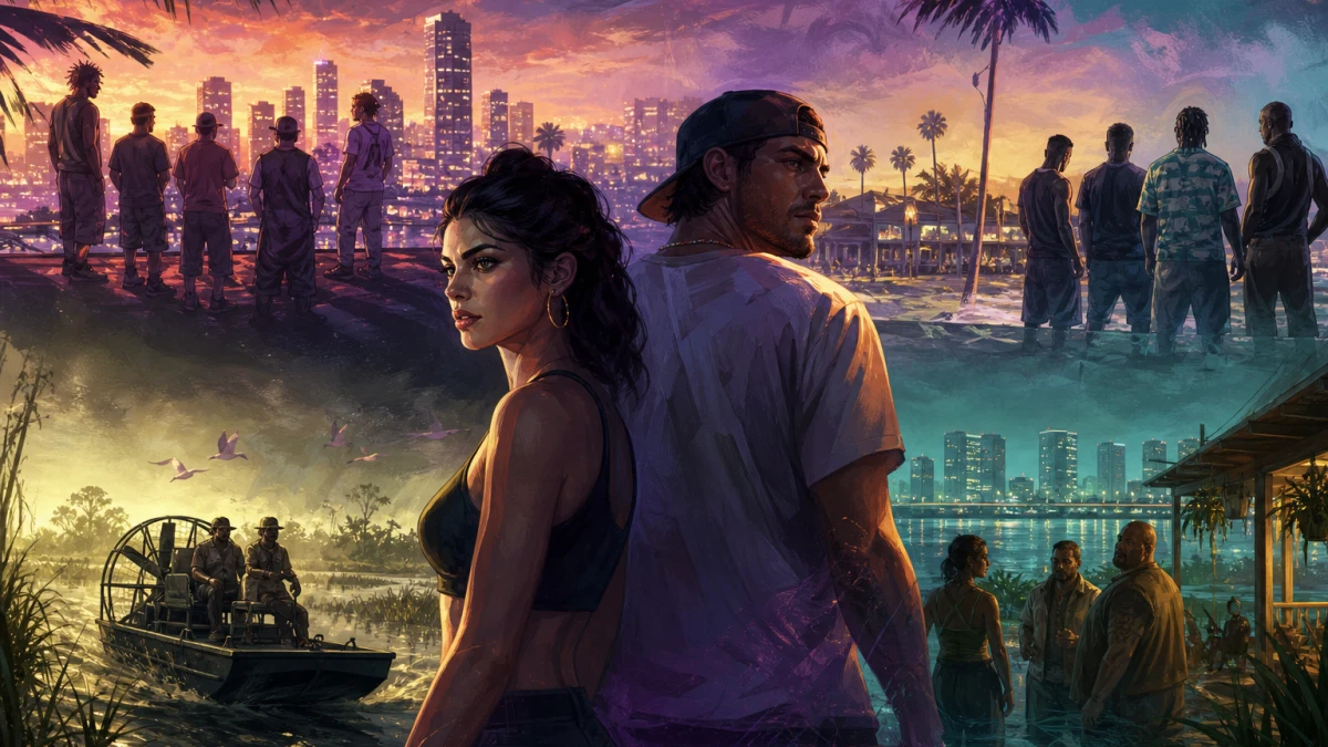 Original editorial illustration for GTA VI Factions and Gangs: Every Group Confirmed So Far