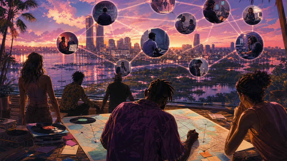 Original editorial illustration for Only Raw Records in GTA VI: Artists, Ambitions and Confirmed Connections