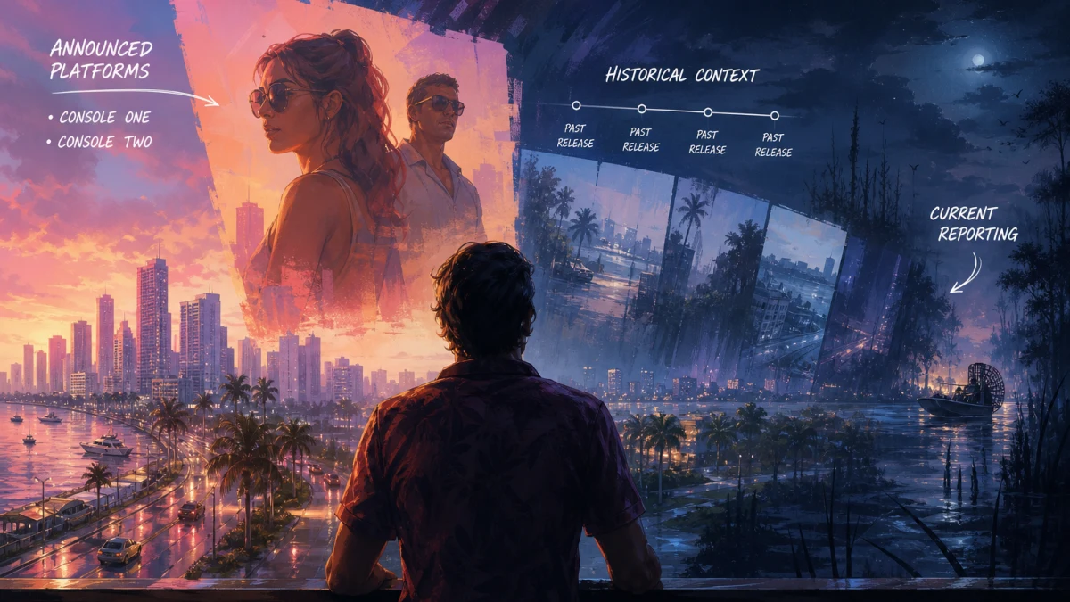 Original editorial illustration for Is GTA VI Coming to PC? It’s Unconfirmed, but Rockstar’s History Offers Clues