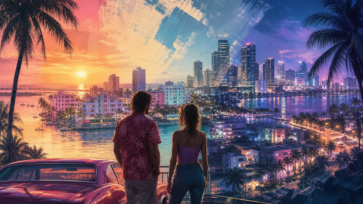 Original editorial illustration for Vice City in GTA VI: What Has Changed and What Rockstar Has Shown