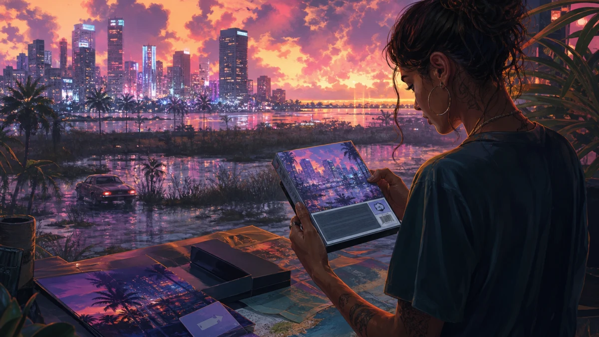 Original editorial illustration for GTA VI Physical Edition Explained: The Box Includes a Download Code, Not a Disc