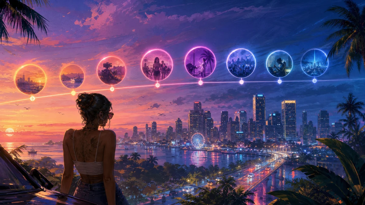 Original editorial illustration for GTA VI Marketing Timeline: The Confirmed Campaign Beats Before Launch