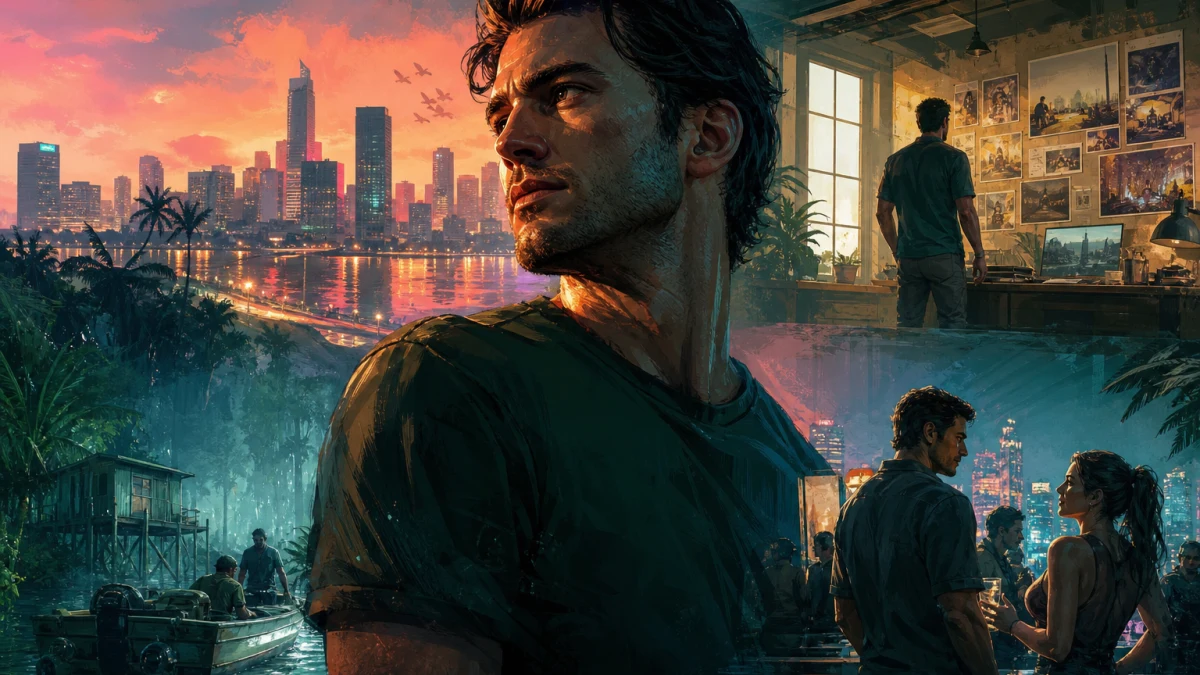 Original editorial illustration for Jason Duval in GTA VI: What Rockstar Has Confirmed About His Past, Work and Story
