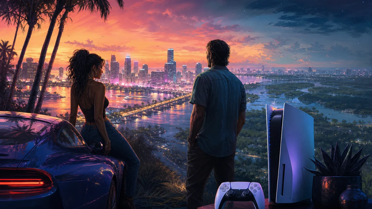 Original editorial illustration for GTA VI on PS5: What “Plays Best” and PS5 Pro Enhanced Actually Confirm