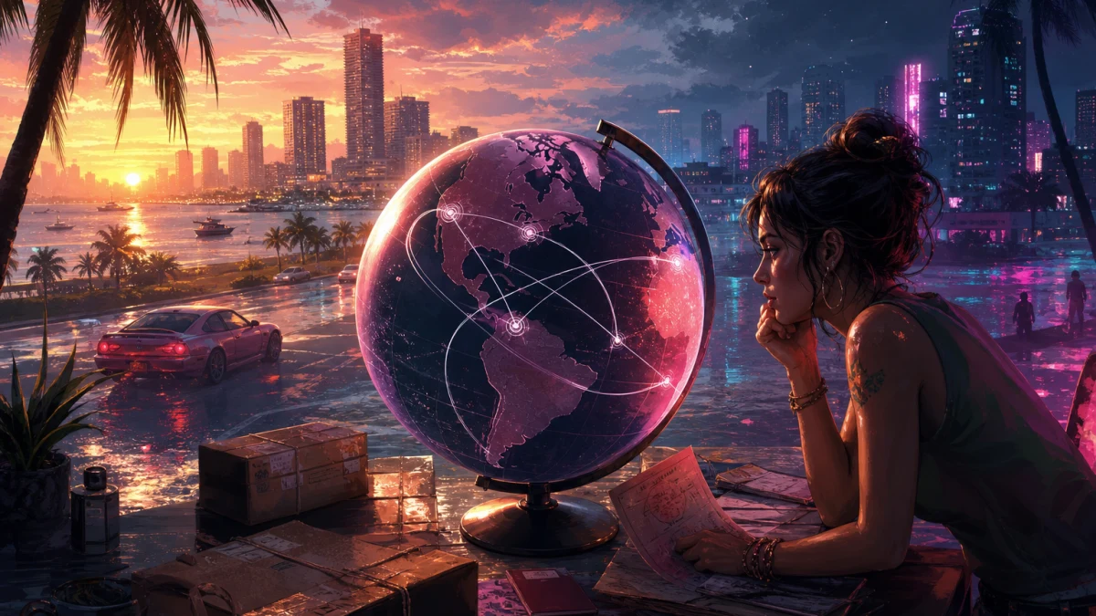 Original editorial illustration for Can You Import GTA VI? Rockstar’s Code-in-Box Rules Make Region Matching the Real Question