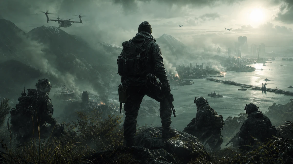 Original editorial illustration for Modern Warfare 4 Campaign Primer: Private Park, Captain Price and the Korean Peninsula Conflict