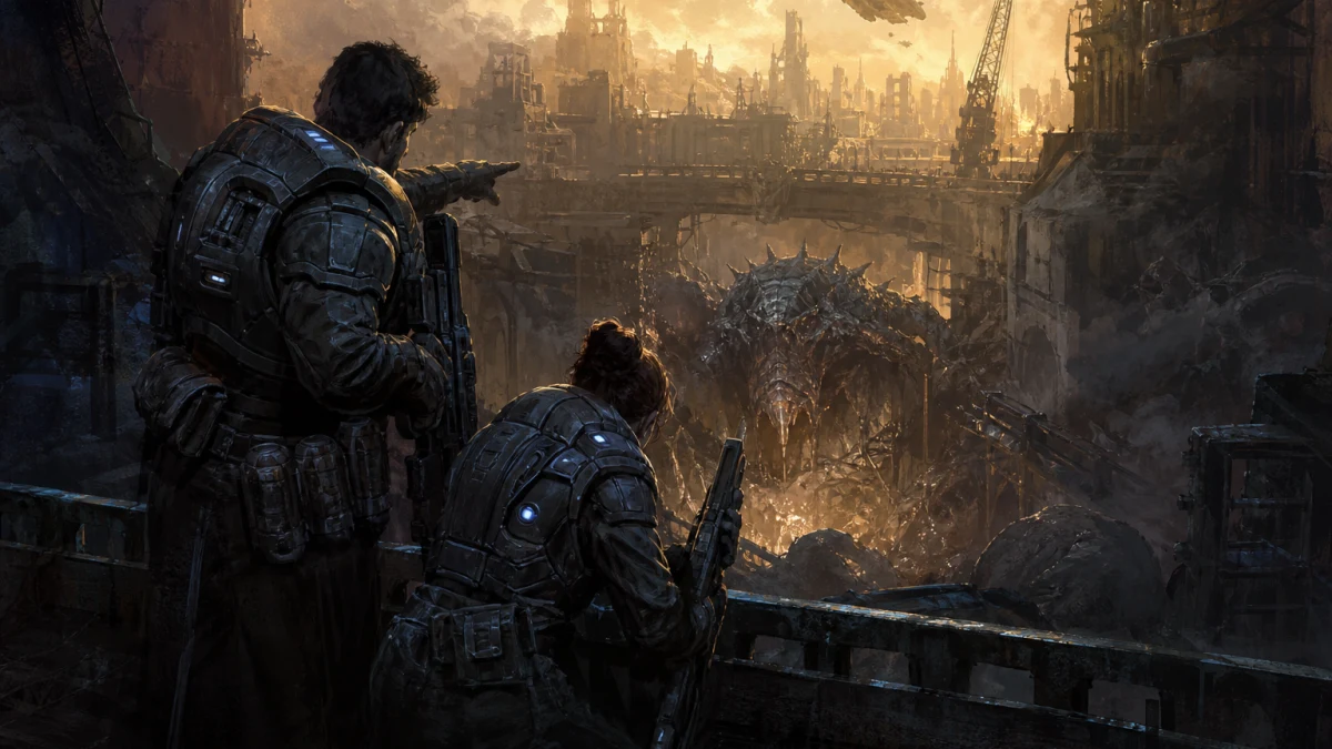 Original editorial illustration for Gears of War: E-Day Co-op and Multiplayer Guide: Modes, Team Roles and Better Coordination