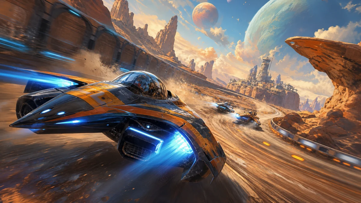 Original editorial illustration for Star Wars: Galactic Racer Machines and Handling: Building Speed Without Losing Control