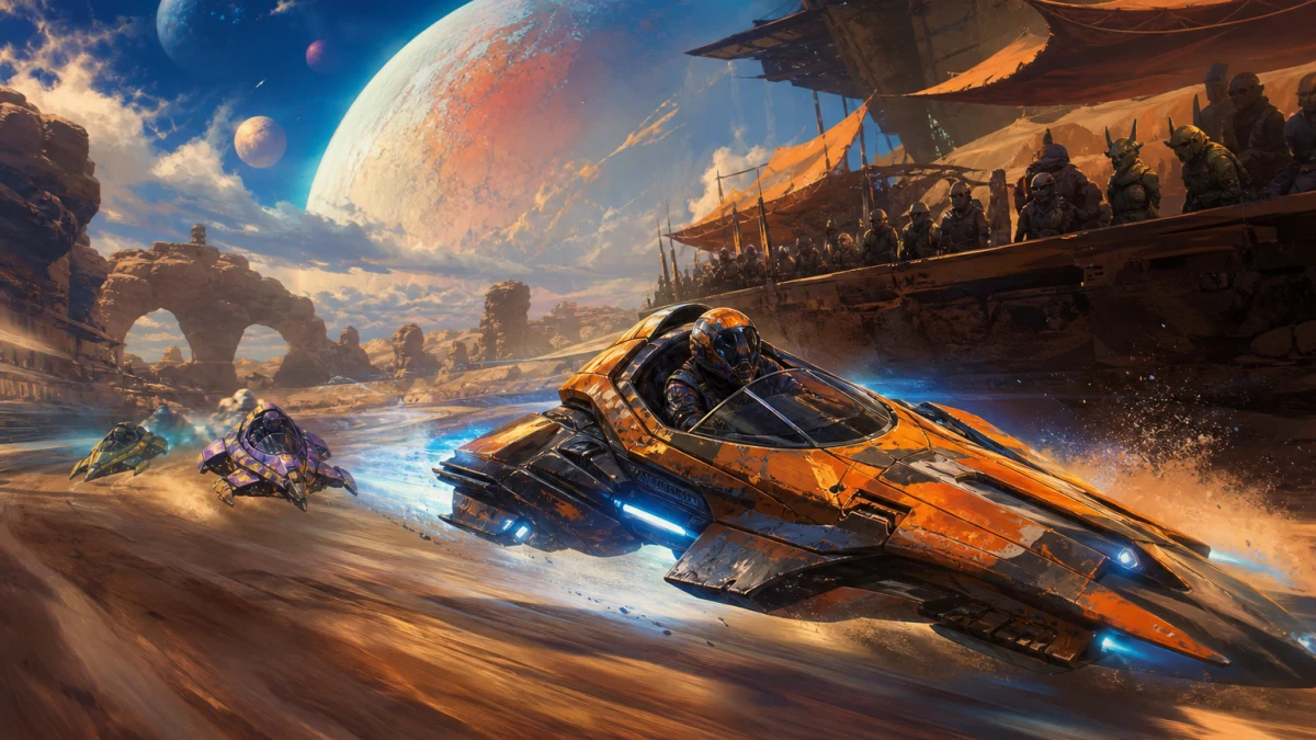 Original editorial illustration for Galactic Racer’s Outer Rim League Explained: Syndicates, Racers and the Post-Empire Setting