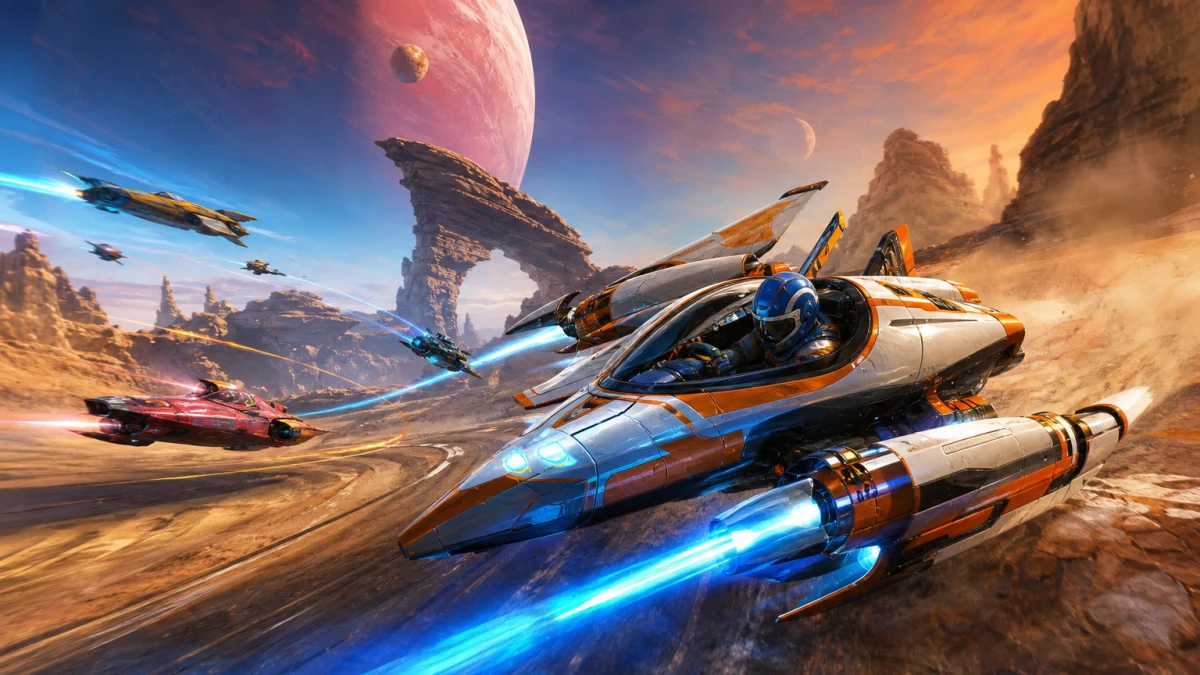 Original editorial illustration for Star Wars: Galactic Racer Multiplayer Guide: Party Racing, Rivalries and Competitive Preparation