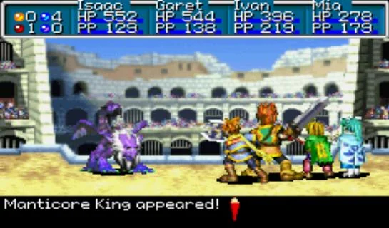 Golden Sun gameplay screenshot for Nintendo Game Boy Advance