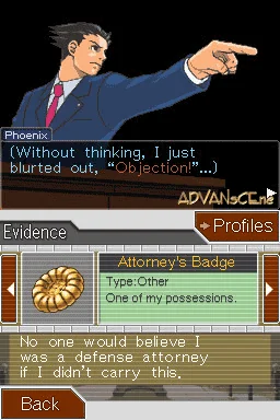 Phoenix Wright: Ace Attorney: Justice for All gameplay screenshot for Nintendo DS