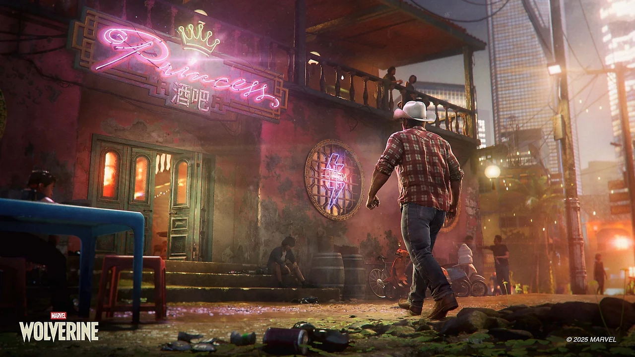 Logan walking through Madripoor in Marvel's Wolverine