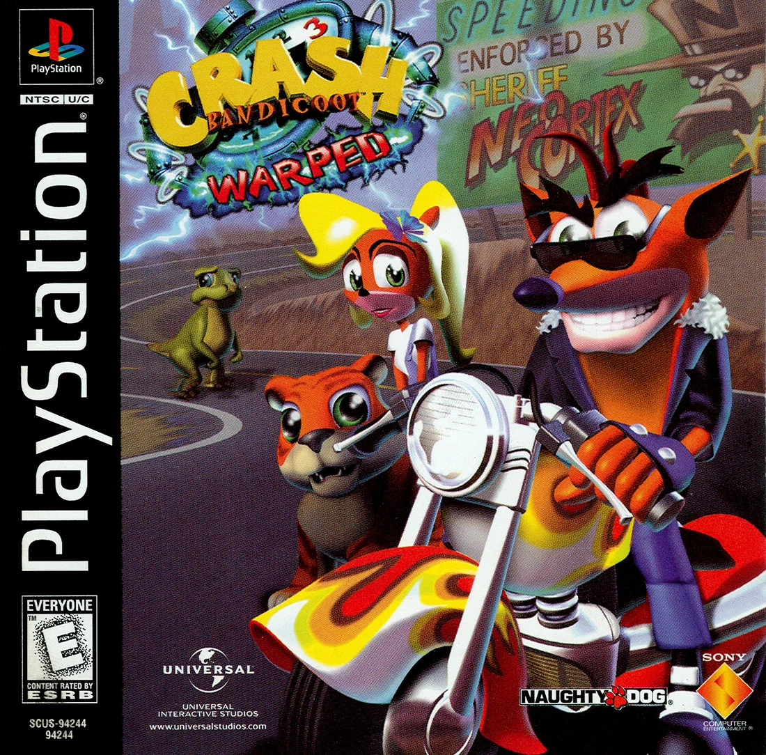Crash Bandicoot: Warped box cover for Sony Playstation