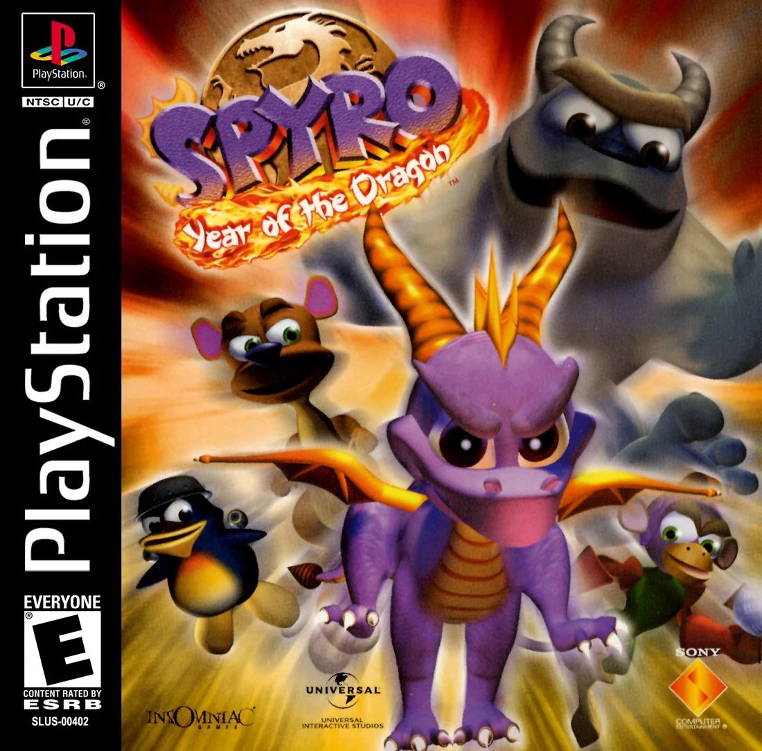 Spyro: Year of the Dragon box cover for Sony Playstation