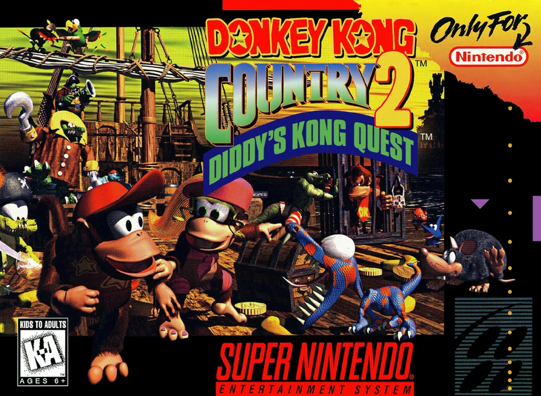Donkey Kong Country 2: Diddy's Kong Quest box cover for Super Nintendo Entertainment System